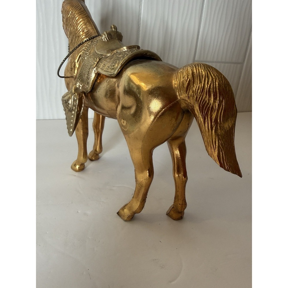 Vintage MCM Brass Like Western Style Horse w Saddle Nostalgic Americana Decor - Picture 9 of 16